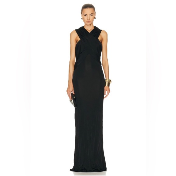 NWT Saint Laurent Hooded Crepe Dress in Noir size 34 / US 2 - Picture 1 of 14